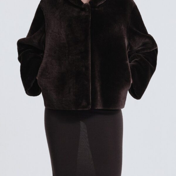 Nour Hammour Cooper Hooded Shearling Jacket, view 5