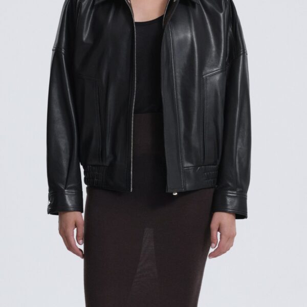 Nour Hammour Dalma Relaxed Leather Jacket, view 2
