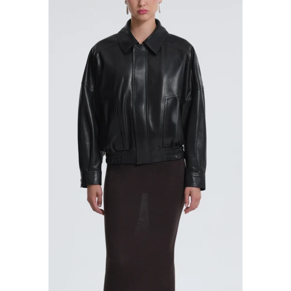 Nour Hammour Jackets Color | Dalma Relaxed Leather Jacket luxury leather Jackets from Luxury Shoes 
