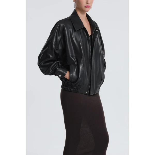 Nour Hammour Jackets Color | Dalma Relaxed Leather Jacket luxury leather Jackets from Luxury Shoes 