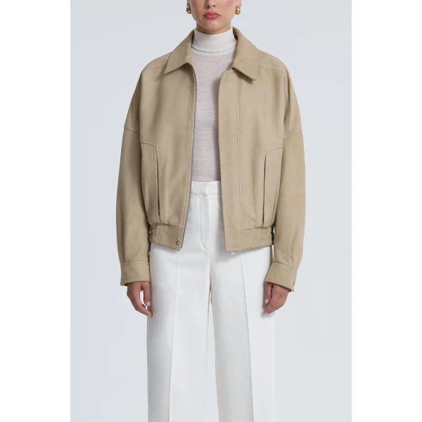 Nour Hammour Jackets Color | Dalma Relaxed Suede Jacket luxury leather Jackets from Luxury Shoes 