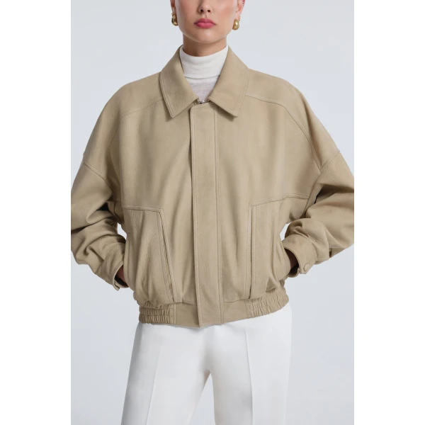 Nour Hammour Jackets Color | Dalma Relaxed Suede Jacket luxury leather Jackets from Luxury Shoes 