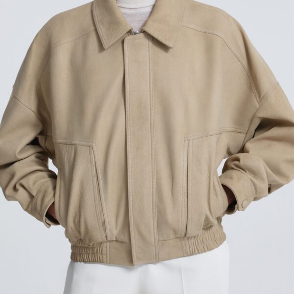 Nour Hammour Dalma Relaxed Suede Jacket, view 3