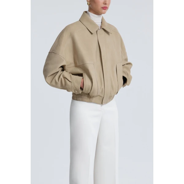 Nour Hammour Jackets Color | Dalma Relaxed Suede Jacket luxury leather Jackets from Luxury Shoes 