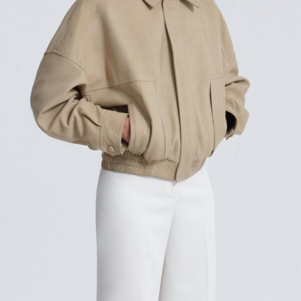 Nour Hammour Dalma Relaxed Suede Jacket, view 4