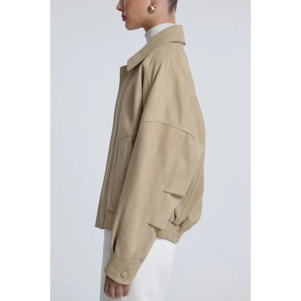 Nour Hammour Jackets Color | Dalma Relaxed Suede Jacket luxury leather Jackets from Luxury Shoes 