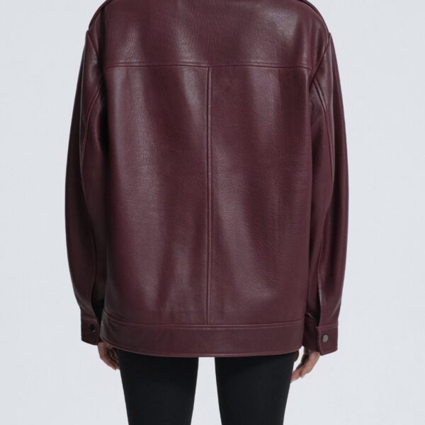 Nour Hammour Drey Shearling Collar Distressed Jacket, view 4