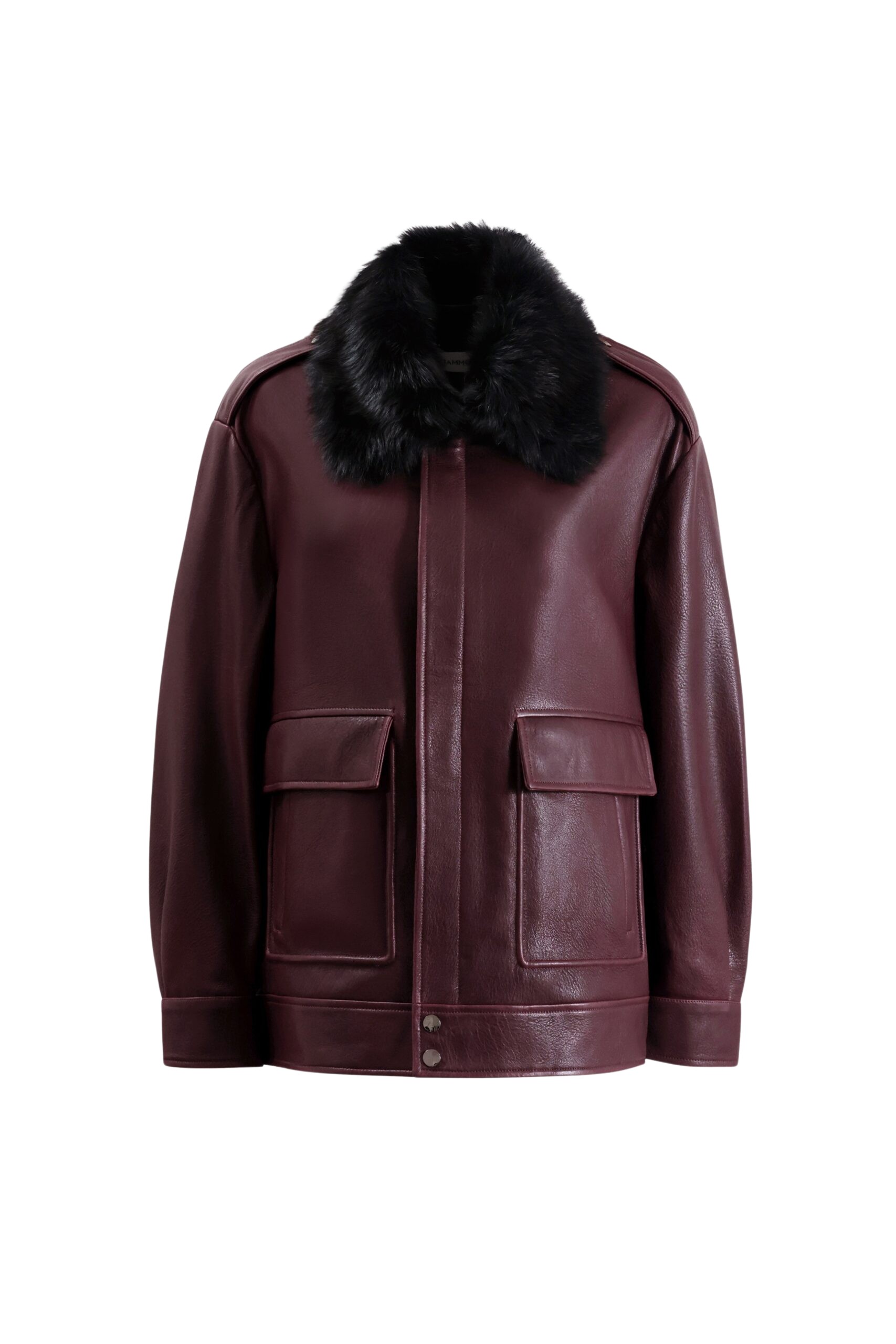 Nour Hammour Drey Shearling Collar Distressed Jacket