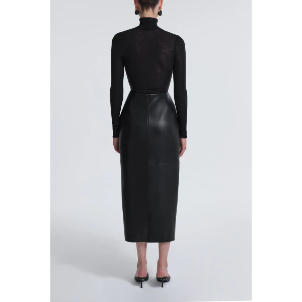 Nour Hammour Skirts Color | Elisse Skirt Long Pencil Leather Skirt luxury leather Skirts from Luxury Shoes 