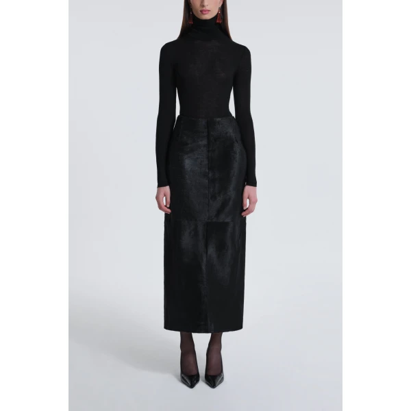 Nour Hammour Skirts Color | Elisse Skirt Long Pencil Ponyhair Skirt luxury leather Skirts from Luxury Shoes 
