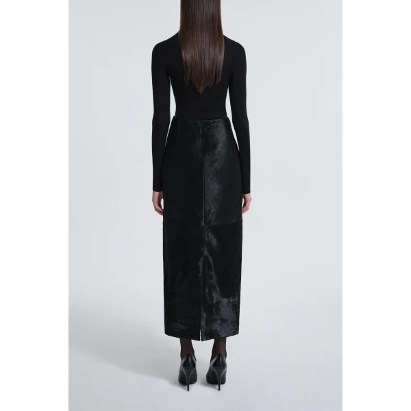 Nour Hammour Skirts Color | Elisse Skirt Long Pencil Ponyhair Skirt luxury leather Skirts from Luxury Shoes 