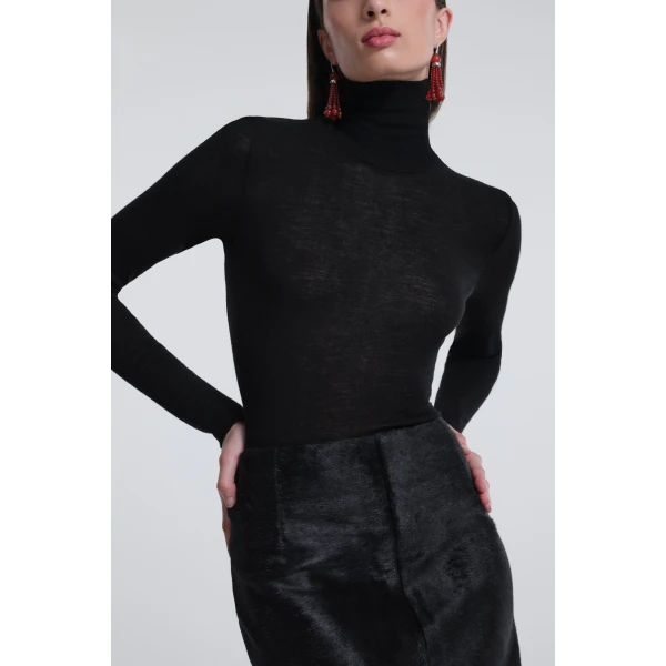 Nour Hammour Skirts Color | Elisse Skirt Long Pencil Ponyhair Skirt luxury leather Skirts from Luxury Shoes 