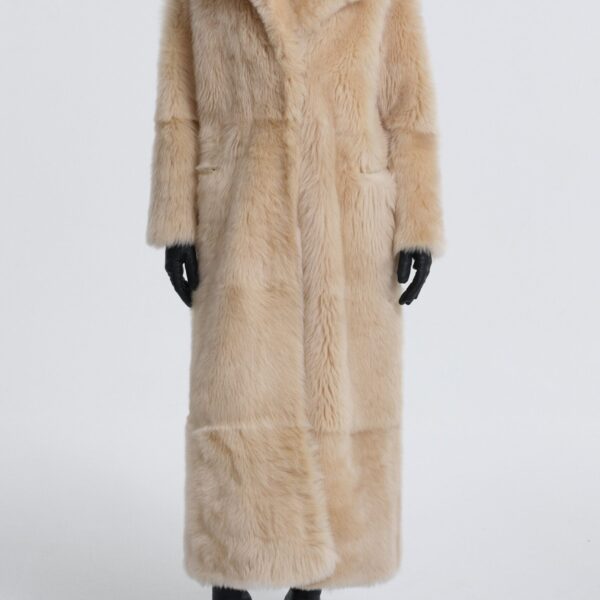 Nour Hammour Evita Long Luxurious Shearling Coat, view 2