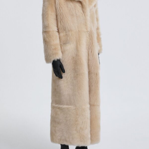 Nour Hammour Evita Long Luxurious Shearling Coat, view 3