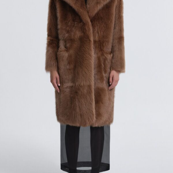 Nour Hammour Evita Plush Shearling Coat, view 2