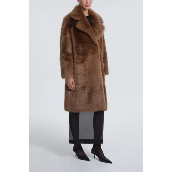 Nour Hammour Coats Color | Evita Plush Shearling Coat luxury leather Coats from Luxury Shoes 