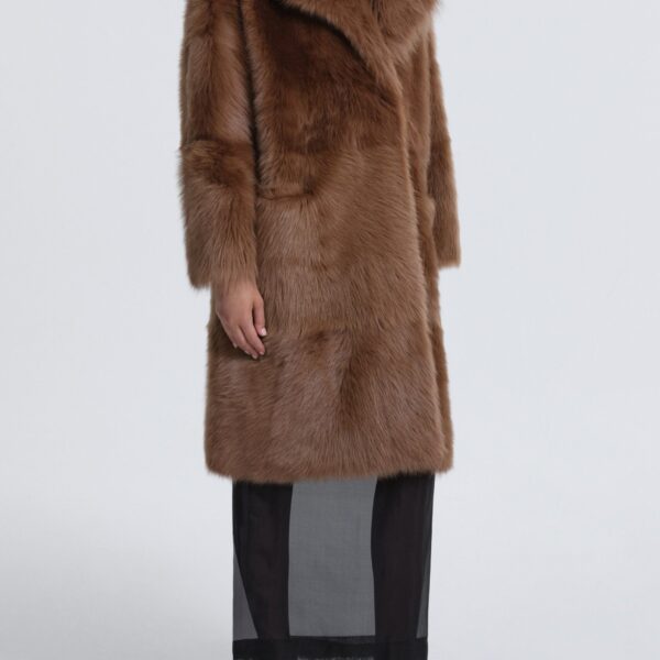 Nour Hammour Evita Plush Shearling Coat, view 3