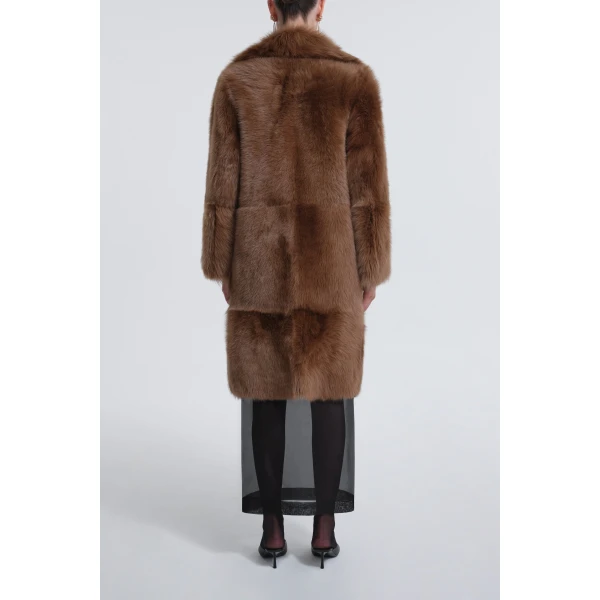 Nour Hammour Coats Color | Evita Plush Shearling Coat luxury leather Coats from Luxury Shoes 