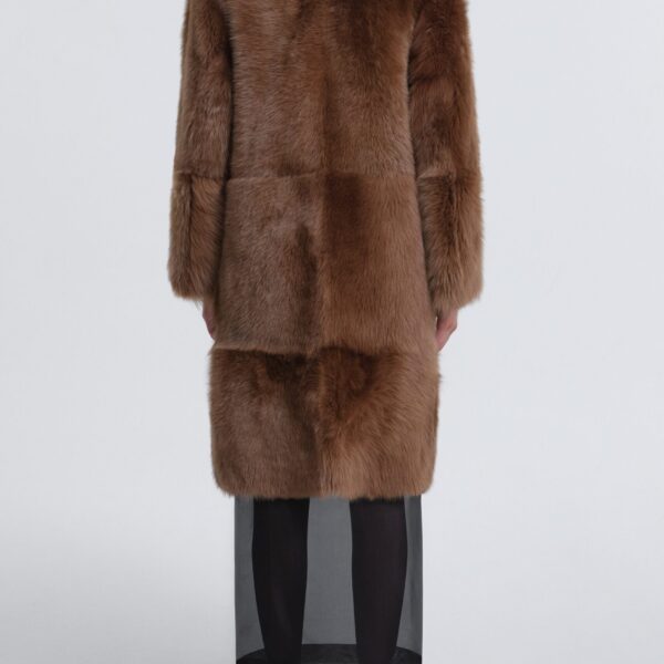 Nour Hammour Evita Plush Shearling Coat, view 4