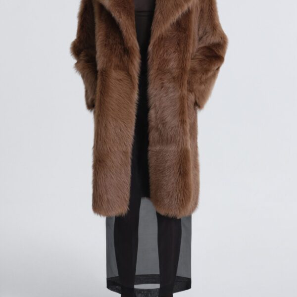 Nour Hammour Evita Plush Shearling Coat, view 5