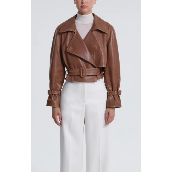 Nour Hammour Jackets Color | Hatti Cropped Leather Jacket luxury leather Jackets from Luxury Shoes 
