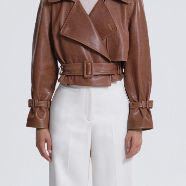 Nour Hammour Hatti Cropped Leather Jacket, view 2