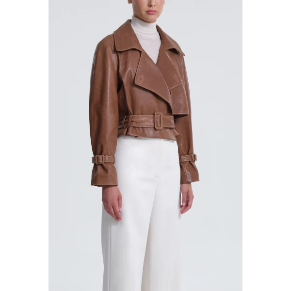 Nour Hammour Jackets Color | Hatti Cropped Leather Jacket luxury leather Jackets from Luxury Shoes 