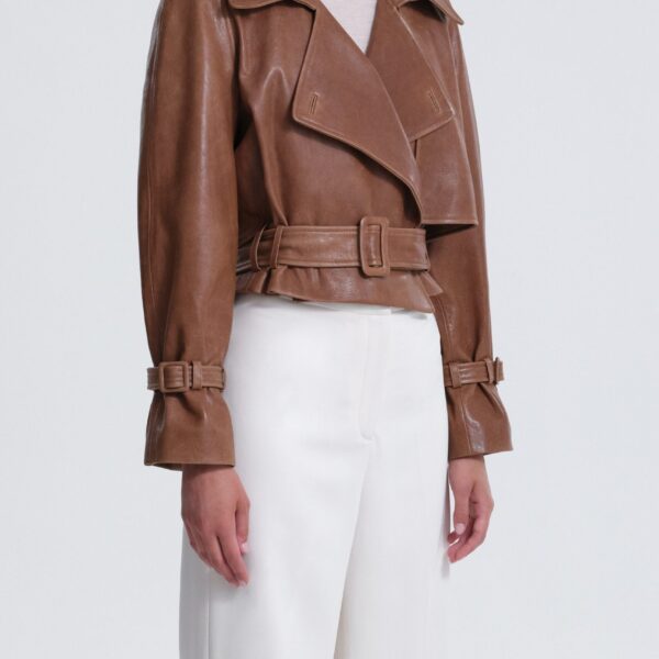 Nour Hammour Hatti Cropped Leather Jacket, view 3