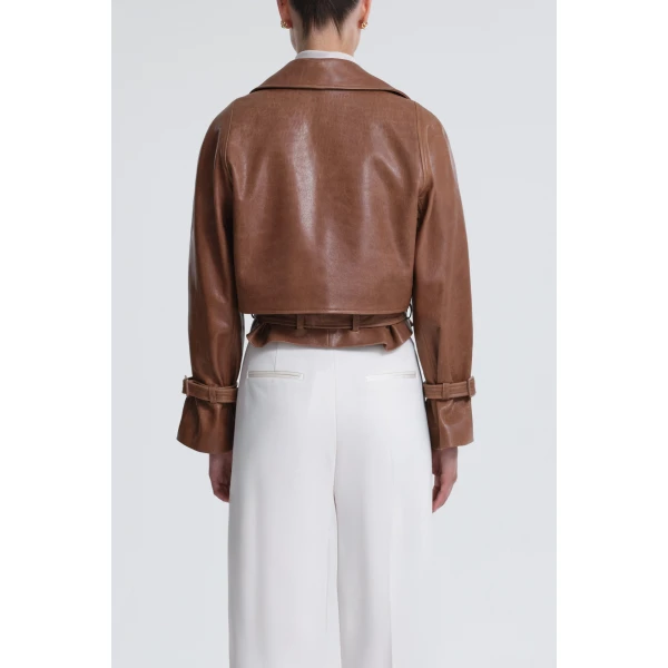 Nour Hammour Jackets Color | Hatti Cropped Leather Jacket luxury leather Jackets from Luxury Shoes 