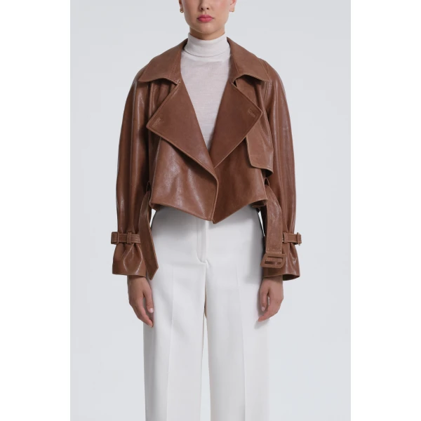 Nour Hammour Jackets Color | Hatti Cropped Leather Jacket luxury leather Jackets from Luxury Shoes 