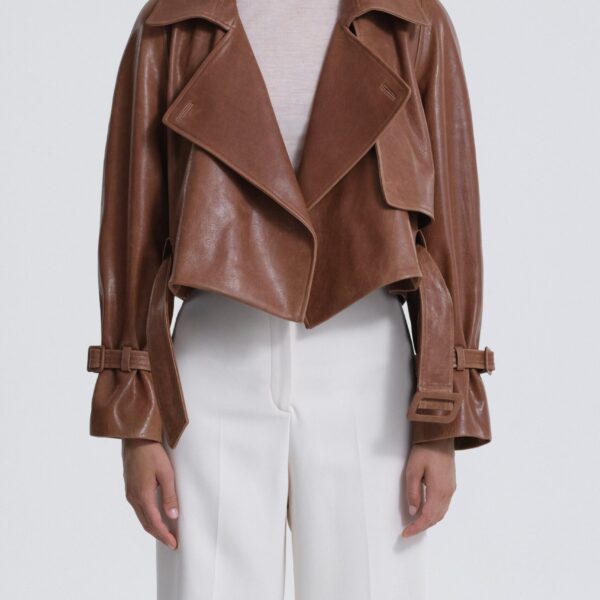 Nour Hammour Hatti Cropped Leather Jacket, view 5