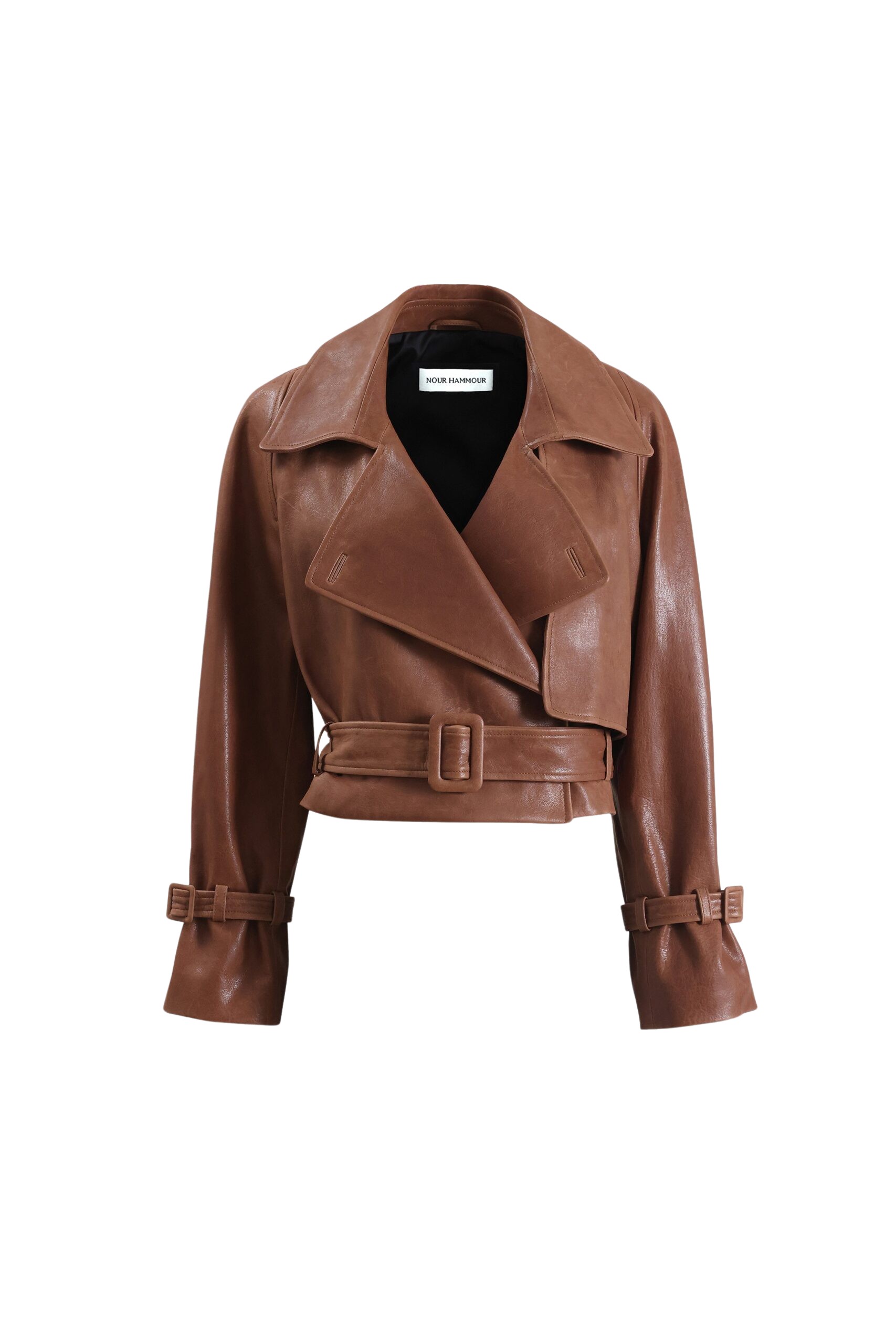 Nour Hammour Hatti Cropped Leather Jacket