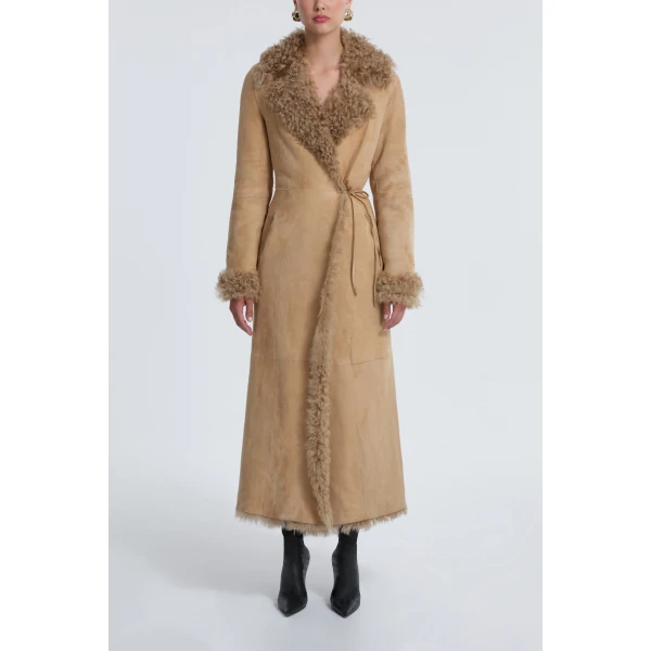 Nour Hammour Coats Color | Joni Off-duty Curly Shearling Essential luxury leather Coats from Luxury Shoes 
