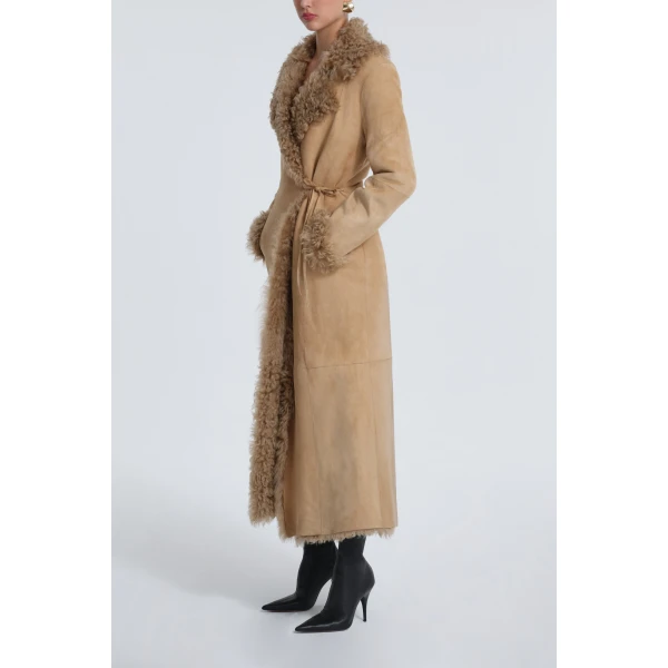 Nour Hammour Coats Color | Joni Off-duty Curly Shearling Essential luxury leather Coats from Luxury Shoes 
