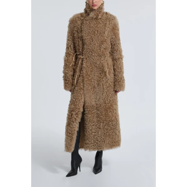 Nour Hammour Coats Color | Joni Off-duty Curly Shearling Essential luxury leather Coats from Luxury Shoes 