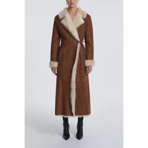 Nour Hammour Coats Color | Joni Off-duty Shearling Essential luxury leather Coats from Luxury Shoes 