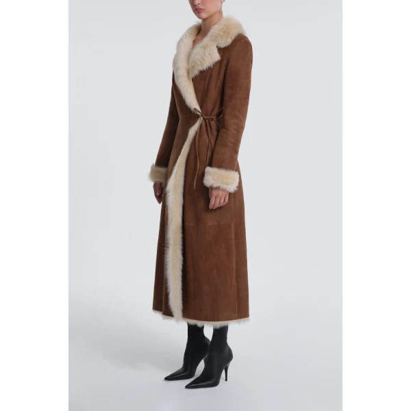 Nour Hammour Coats Color | Joni Off-duty Shearling Essential luxury leather Coats from Luxury Shoes 