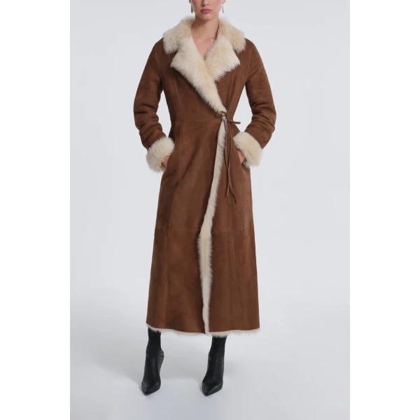 Nour Hammour Coats Color | Joni Off-duty Shearling Essential luxury leather Coats from Luxury Shoes 