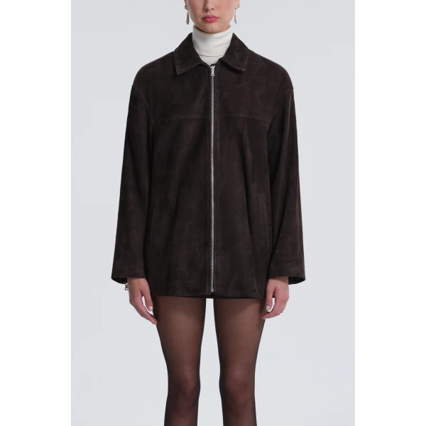 Nour Hammour Jackets Color | Layne Sleek Suede Jacket luxury leather Jackets from Luxury Shoes 