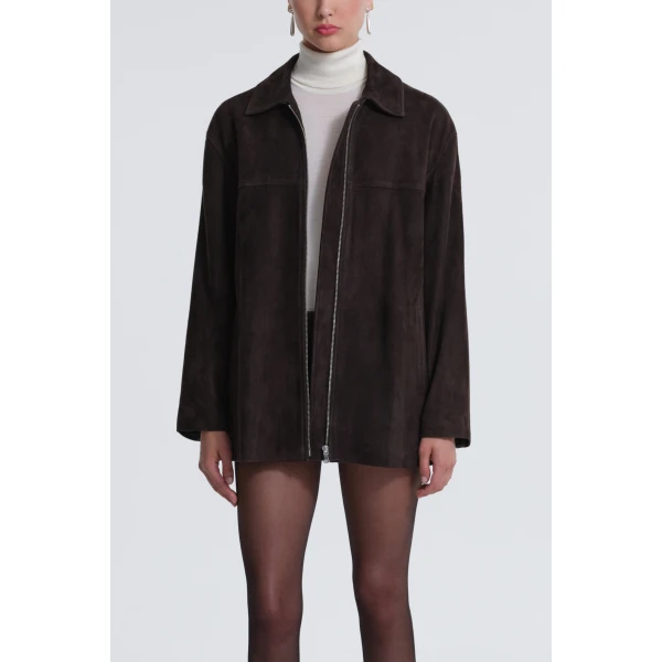 Nour Hammour Jackets Color | Layne Sleek Suede Jacket luxury leather Jackets from Luxury Shoes 