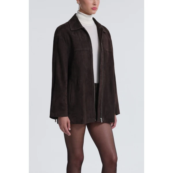 Nour Hammour Jackets Color | Layne Sleek Suede Jacket luxury leather Jackets from Luxury Shoes 