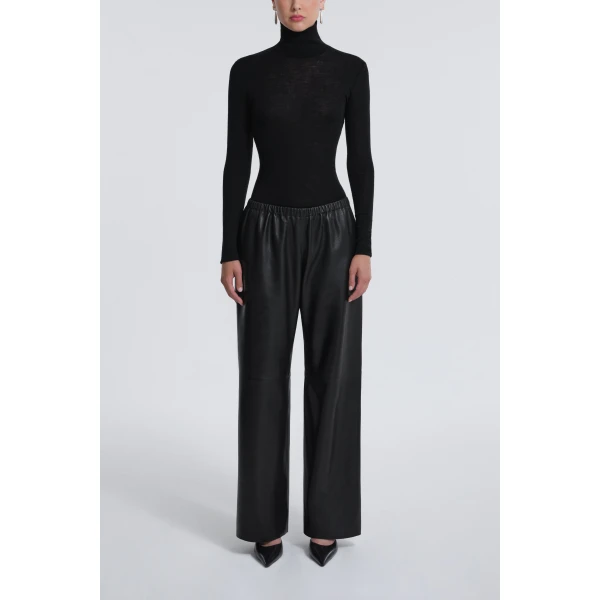 Nour Hammour Pants Color | Olan Pants Relaxed Suede Pants luxury leather Pants from Luxury Shoes 