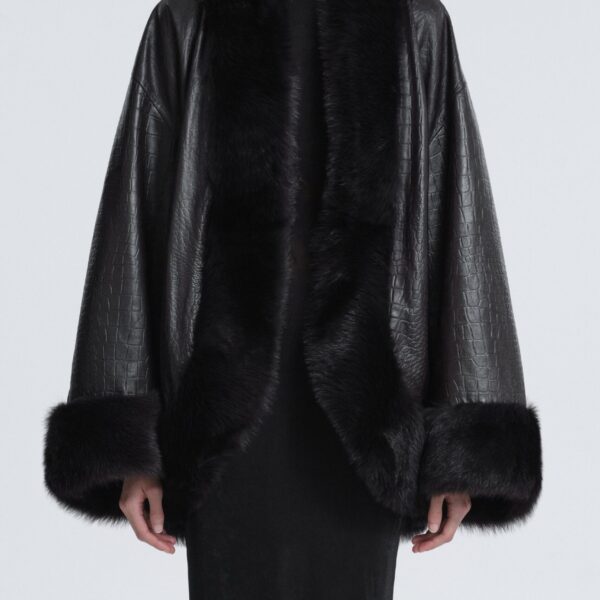 Nour Hammour Sabine Oversized Croco Coat, view 2