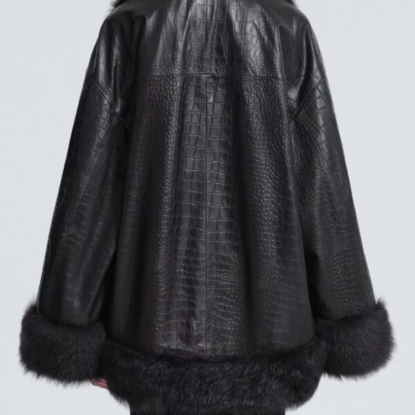 Nour Hammour Sabine Oversized Croco Coat, view 5