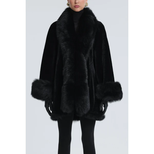 Nour Hammour Coats Color | Sima Midi Chic Shearling Coat luxury leather Coats from Luxury Shoes 