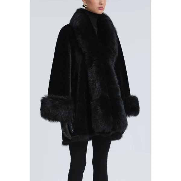 Nour Hammour Coats Color | Sima Midi Chic Shearling Coat luxury leather Coats from Luxury Shoes 