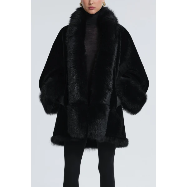 Nour Hammour Coats Color | Sima Midi Chic Shearling Coat luxury leather Coats from Luxury Shoes 