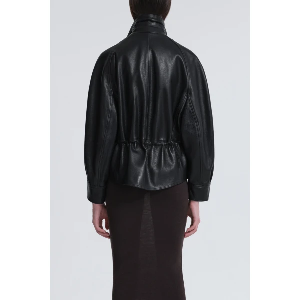 Nour Hammour Jackets Color | Thalia Cropped Cinched Jacket luxury leather Jackets from Luxury Shoes 