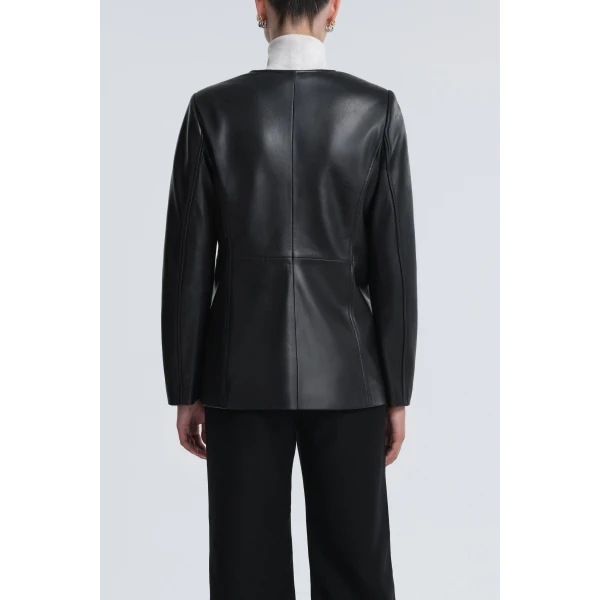 Nour Hammour Jackets Color | Vernes Elegant Leather Jacket luxury leather Jackets from Luxury Shoes 