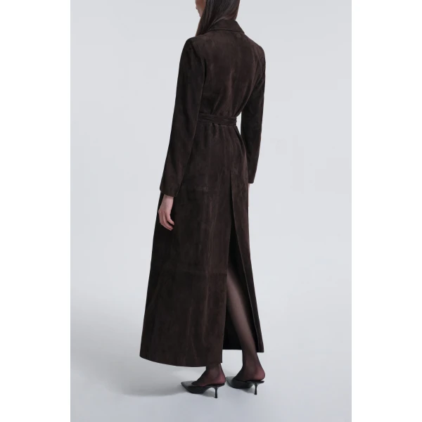 Nour Hammour Coats Color | Vesper Sleek Suede Coat luxury leather Coats from Luxury Shoes 